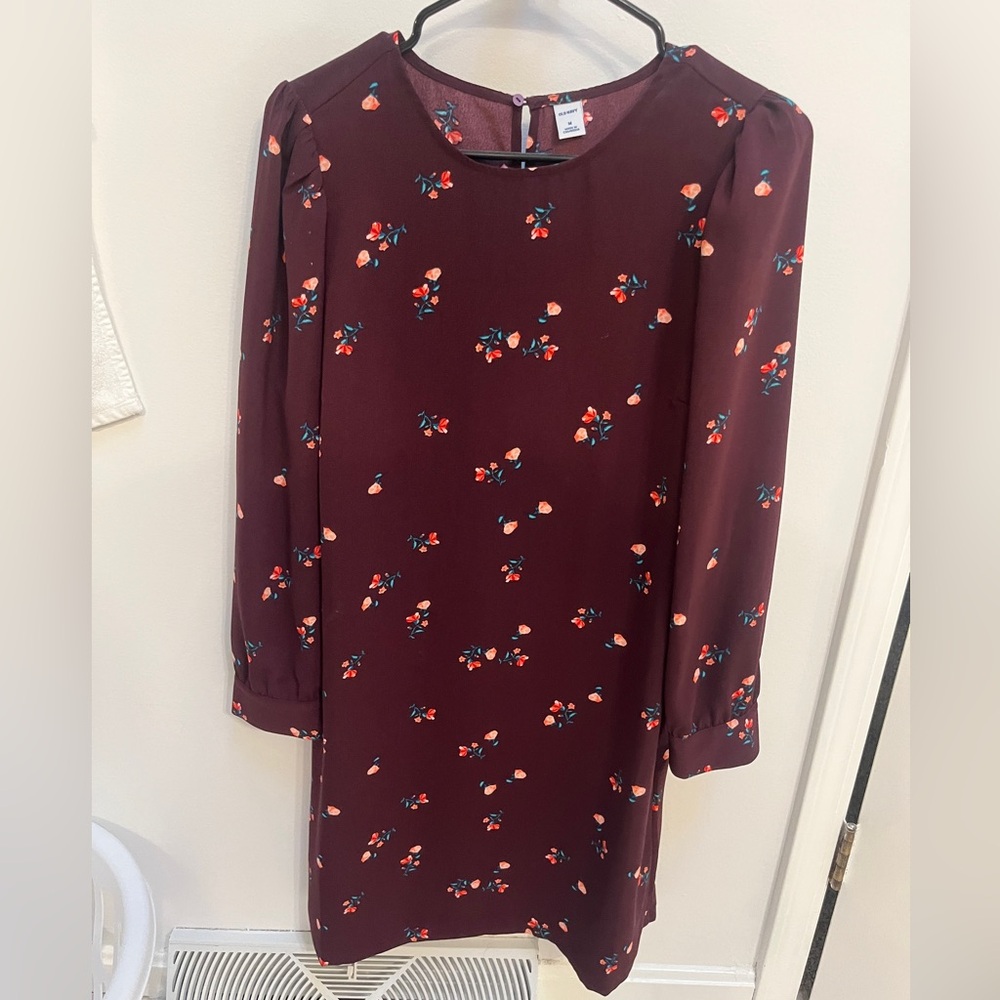 Old Navy Red Sheath Dress with Bishop Sleeves